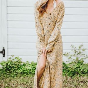 Floral Mustard Maxi Dress!